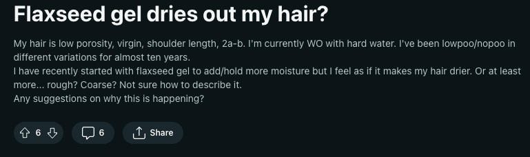 Leinsamengel trocknet Haare aus Reddit